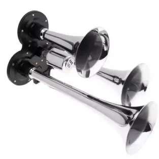 Claxon auto cu 3 goarne 12/24V, electrovalva