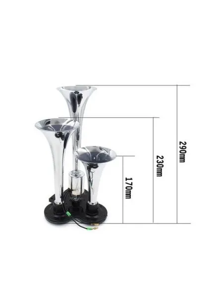 Claxon auto cu 3 goarne 12/24V, electrovalva