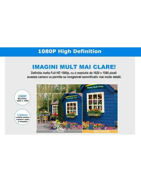 Sistem de supraveghere AHD cu 4 camere IR, de exterior/interor