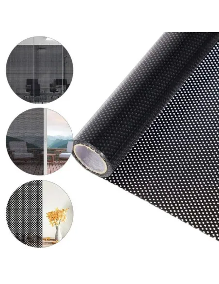 Autocolant perforat geamuri, Negru, 45 x 300 cm