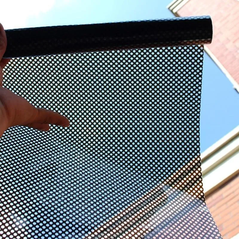 Autocolant perforat geamuri, Negru, 45 x 300 cm