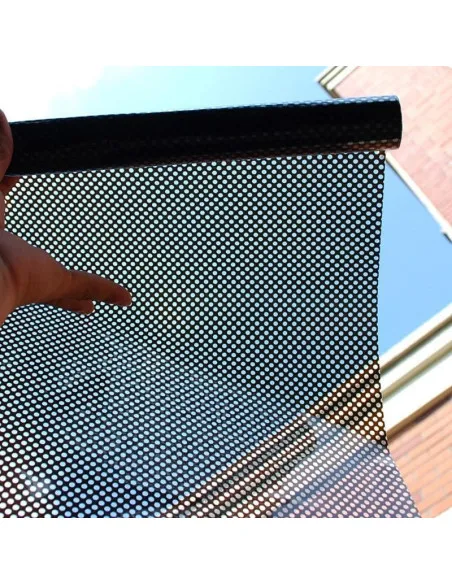Autocolant perforat geamuri, Negru, 45 x 300 cm