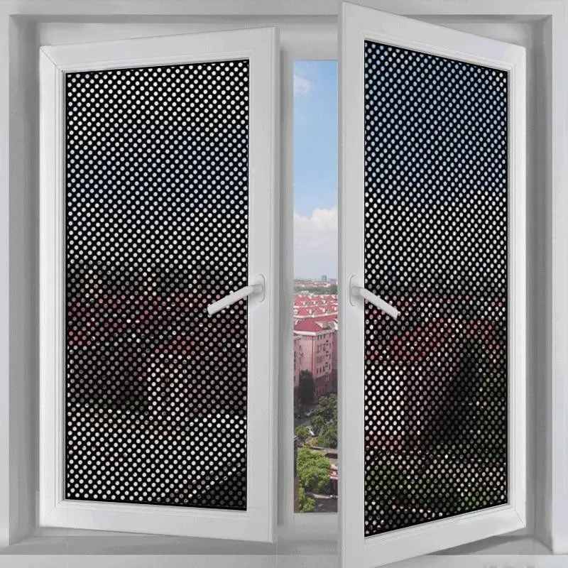 Autocolant perforat geamuri, Negru, 45 x 300 cm