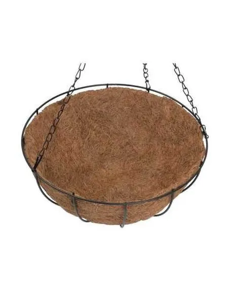 Suport pentru ghiveci cu lant, rotund, Otel, Fibra Cocos, 30x14cm