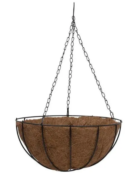 Suport pentru ghiveci cu lant, rotund, Otel, Fibra Cocos, 30x14cm