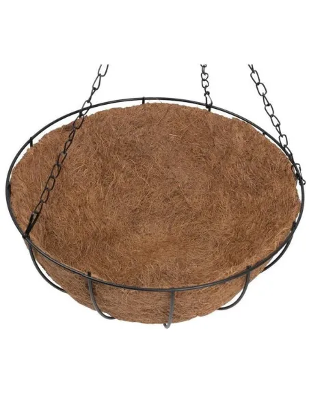 Suport pentru ghiveci cu lant, rotund, Otel, Fibra Cocos, 30x14cm