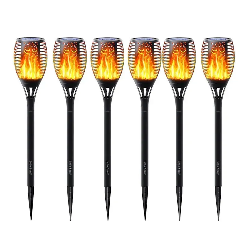 Set 8 x lampa solara tip torta cu efect de flacara falsa, 51cm, rezistente la intemperii, IP65