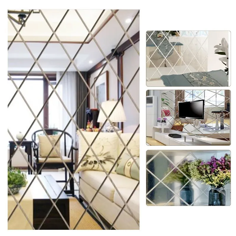 Oglinzi acrilice diamant romb sticker auto-adeziv 50 x 100 cm