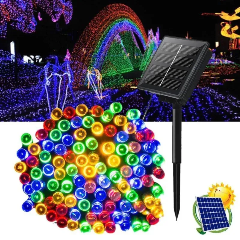 Set 5 x instalatie solara 100 LED, culoare multicolor