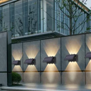 Lampa solara cu 6 LED-uri bidirectionala, lumina calda