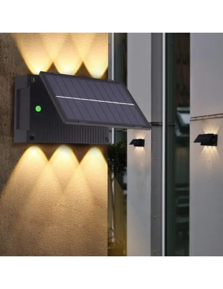 Lampa solara cu 6 LED-uri bidirectionala, lumina calda