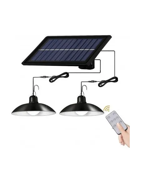 Set 2 Lampi solare cu LED si panou solar, cu telecomanda, IP66, lumina alba