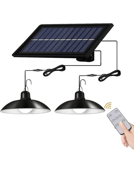 Set 2 Lampi solare cu LED si panou solar, cu telecomanda, IP66, lumina alba