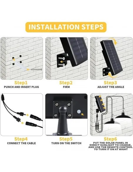 Set 2 Lampi solare cu LED si panou solar, cu telecomanda, IP66, lumina alba