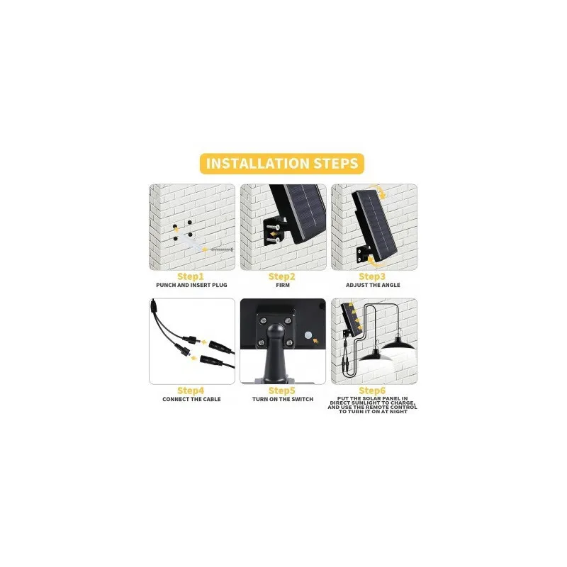 Set 2 Lampi solare cu LED si panou solar, cu telecomanda, IP66, lumina alba