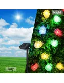 Instalatie solara cu Conuri de brad, 50 LED-uri, multicolor, 8 jocuri de lumini, 5m