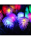 Instalatie solara cu Conuri de brad, 50 LED-uri, multicolor, 8 jocuri de lumini, 5m