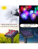 Instalatie solara cu Conuri de brad, 50 LED-uri, multicolor, 8 jocuri de lumini, 5m