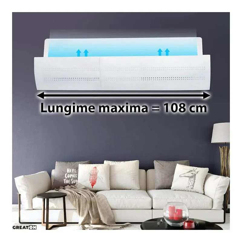Deflector aer condiționat reglabil 55-105 cm cu ventuze