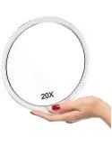Oglindă Portabilă 20X cu Ventuze – Compactă, Alb, Diametru 15 cm