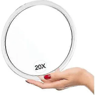 Oglindă Portabilă 20X cu Ventuze – Compactă, Alb, Diametru 15 cm