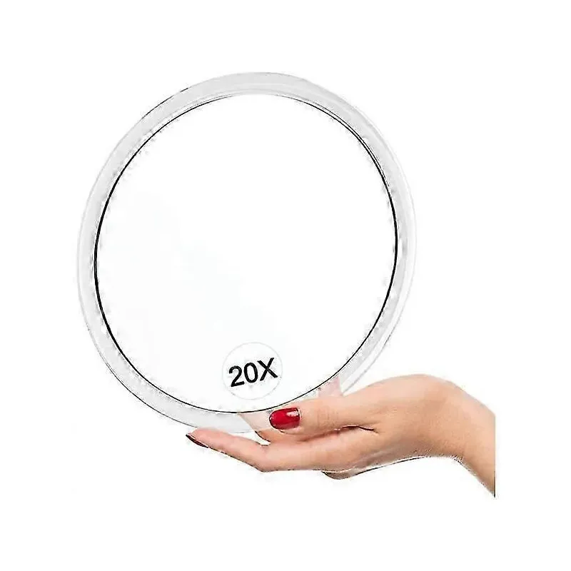 Oglindă Portabilă 20X cu Ventuze – Compactă, Alb, Diametru 15 cm