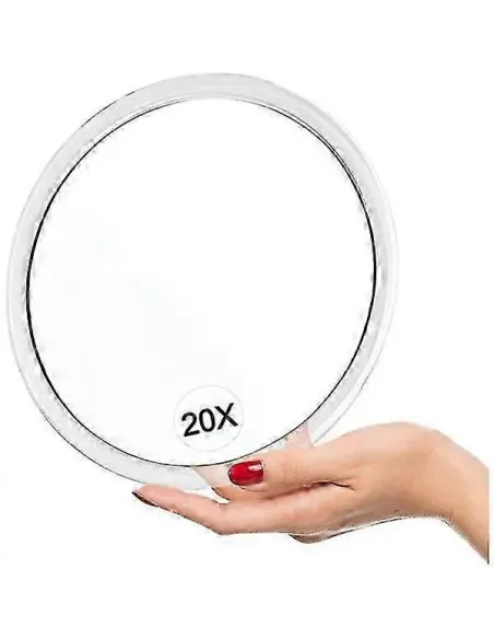 Oglindă Portabilă 20X cu Ventuze – Compactă, Alb, Diametru 15 cm