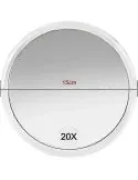 Oglindă Portabilă 20X cu Ventuze – Compactă, Alb, Diametru 15 cm