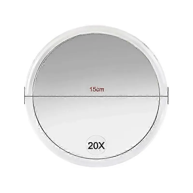Oglindă Portabilă 20X cu Ventuze – Compactă, Alb, Diametru 15 cm