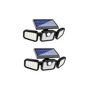 Set 2 Lampi cu incarcare Solara 150W Leduri COB Senzor de Miscare Prindere pe Perete