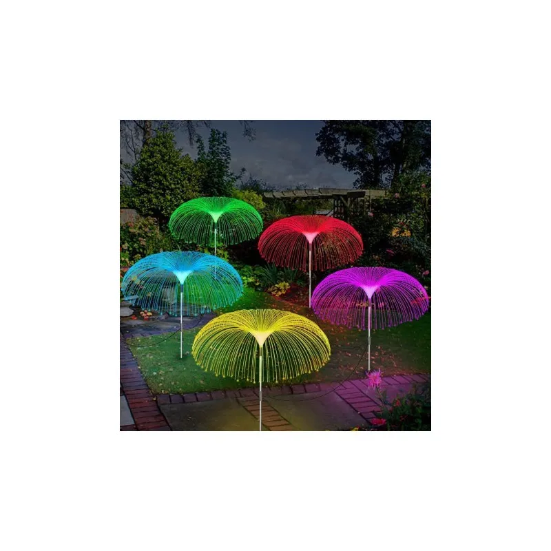 Set 4 x Lampa solara tip meduza cu fibra optica LED RGB