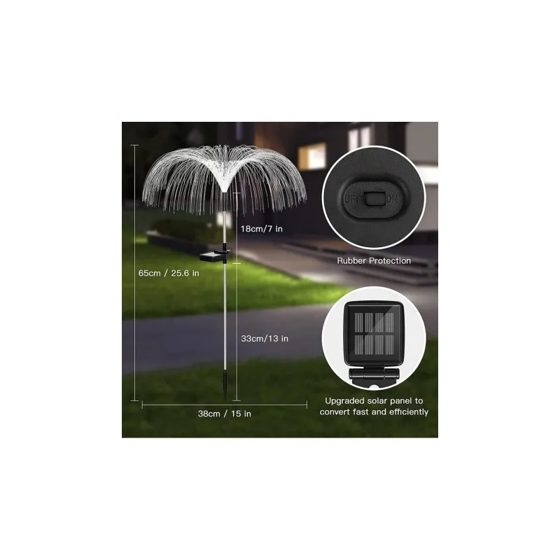 Set 4 x Lampa solara tip meduza cu fibra optica LED RGB