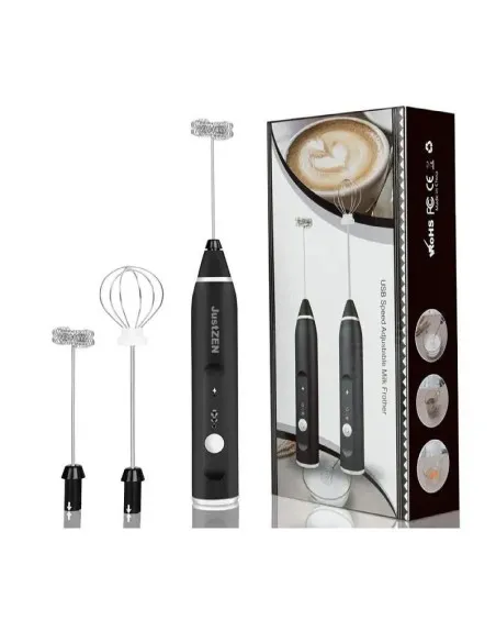 Mixer frappe cu 2 capete, 3 trepte de viteza,acumulator reincarcabil USB super portabil, negru