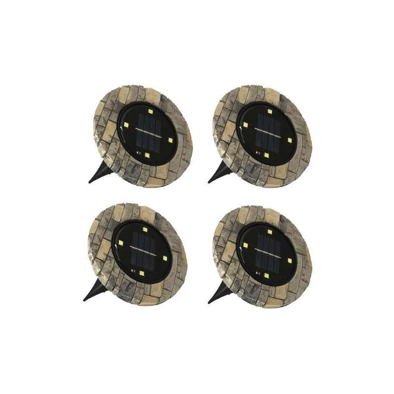 Set 4 lampi solare LED cu aspect de piatra, DISK