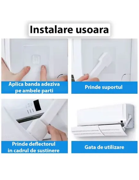Deflector aer condiționat reglabil 55-105 cm cu ventuze
