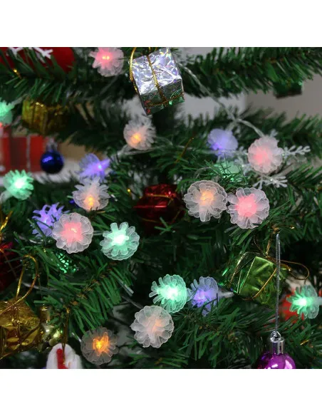 Set 2 x Instalatie solara cu Conuri de brad, 50 LED-uri, multicolor, 8 jocuri de lumini, 5m