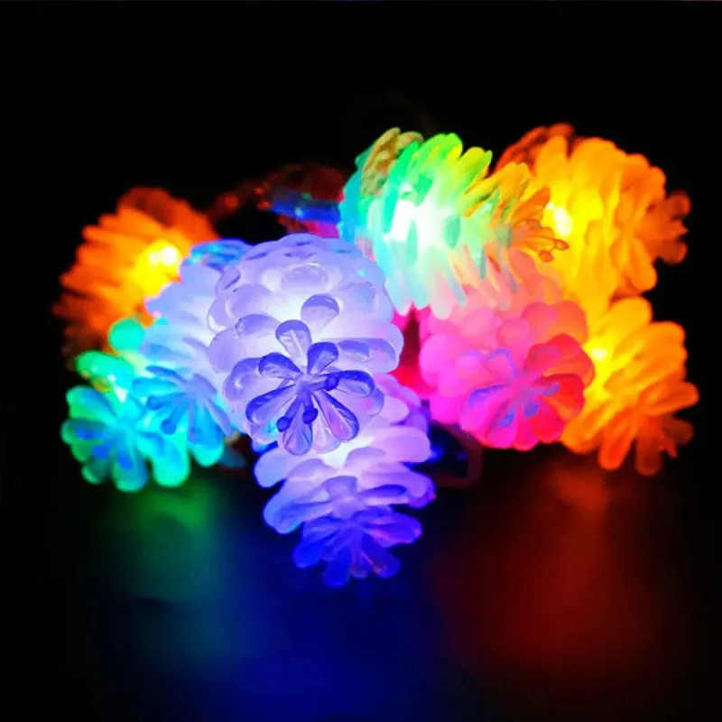 Set 2 x Instalatie solara cu Conuri de brad, 50 LED-uri, multicolor, 8 jocuri de lumini, 5m