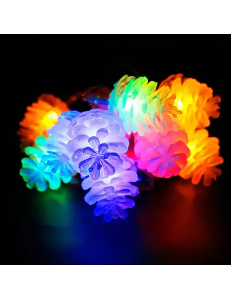 Set 2 x Instalatie solara cu Conuri de brad, 50 LED-uri, multicolor, 8 jocuri de lumini, 5m