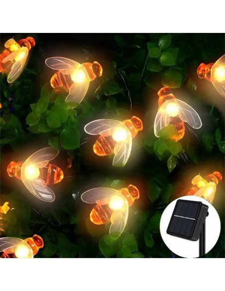 Set 2 x Instalatie solara albinute, 50 led-uri multicolor