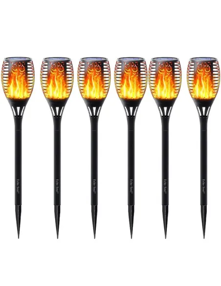 Set 4x lampa solara tip torta cu efect de flacara falsa, 51cm, rezistente la intemperii, IP65