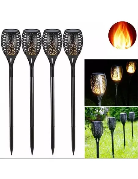 Set 4x lampa solara tip torta cu efect de flacara falsa, 51cm, rezistente la intemperii, IP65
