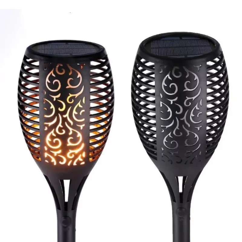 Set 4x lampa solara tip torta cu efect de flacara falsa, 51cm, rezistente la intemperii, IP65