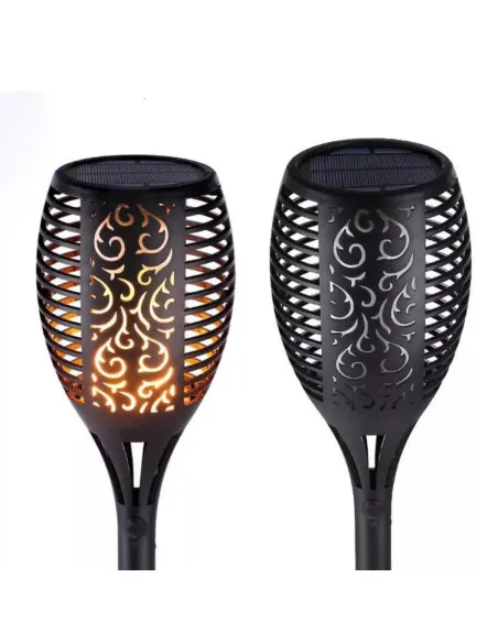 Set 4x lampa solara tip torta cu efect de flacara falsa, 51cm, rezistente la intemperii, IP65