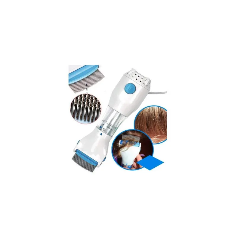 Pieptene aspirator antipăduchi cu sistem de colectare V-Comb