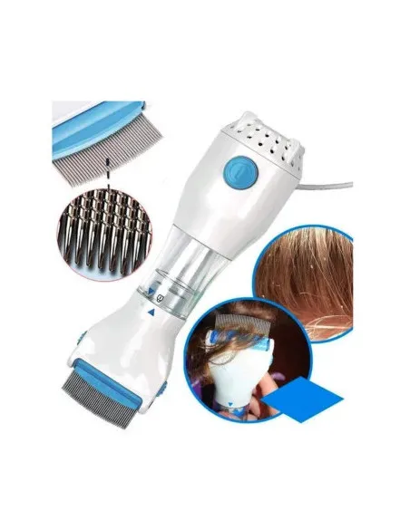 Pieptene aspirator antipăduchi cu sistem de colectare V-Comb