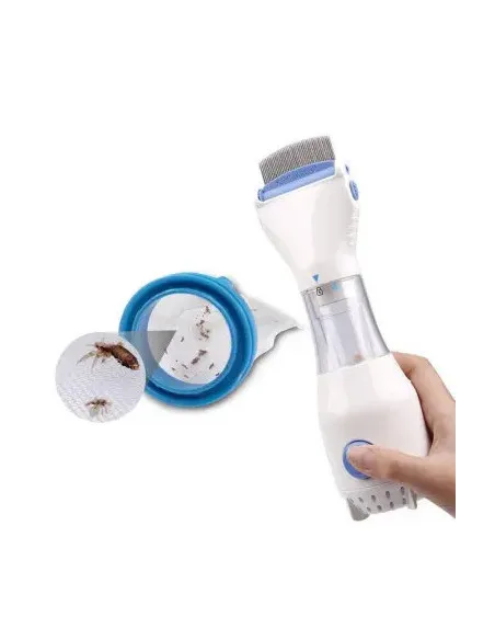 Pieptene aspirator antipăduchi cu sistem de colectare V-Comb