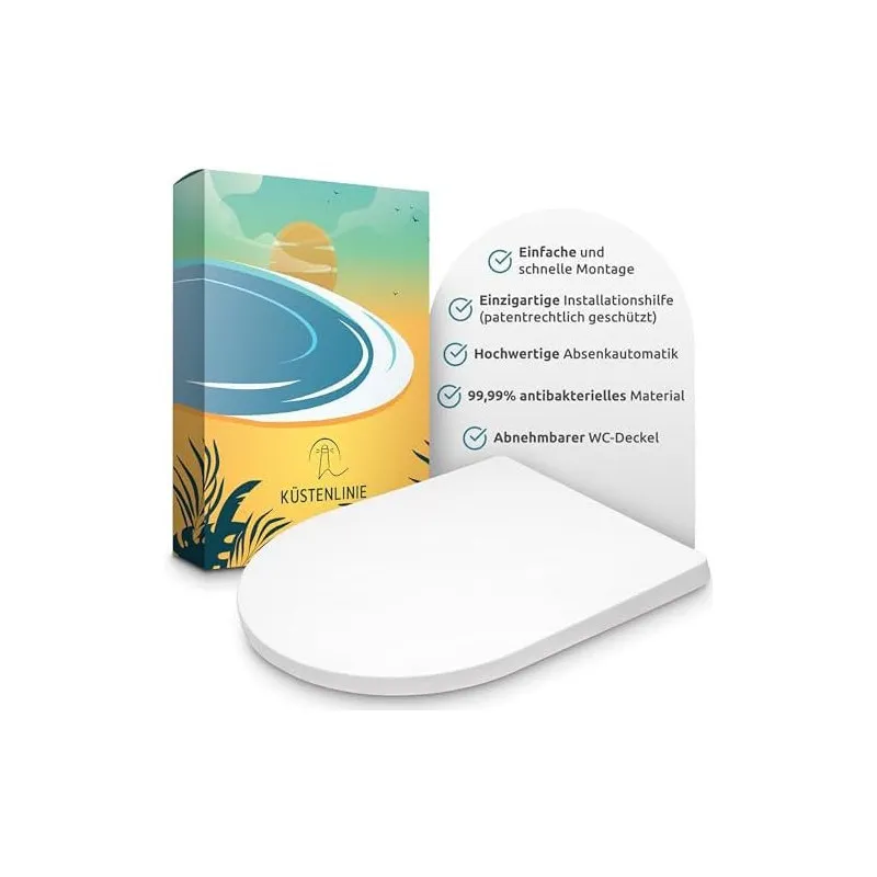 Capac WC Küstenlinie Soft-Close, Formă D, Antibacterial