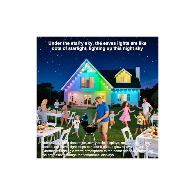 Lumini Permanente Exterior INZIDOL RGB, 100FT (30m), IP67, Control App/Telecomandă