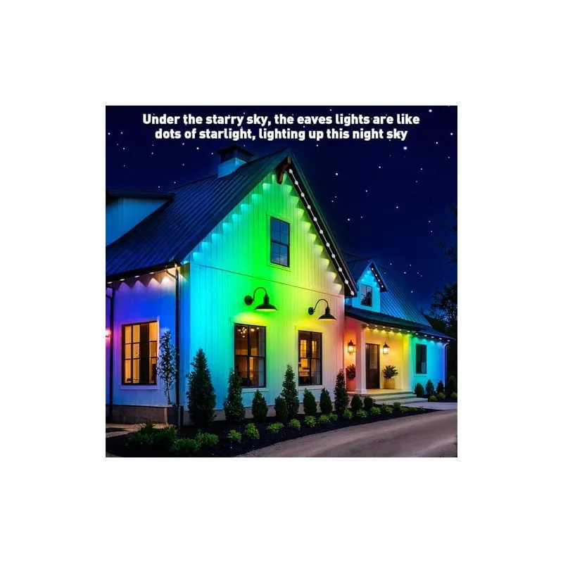 Lumini Permanente Exterior INZIDOL RGB, 100FT (30m), IP67, Control App/Telecomandă