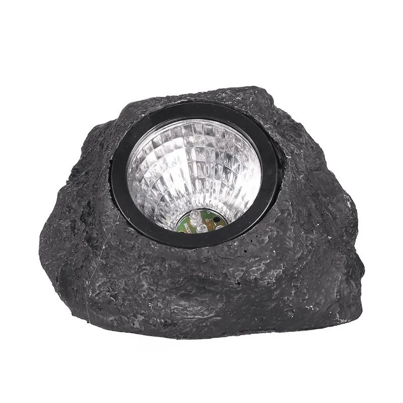 Set 2 Lămpi Solare Decorative cu Aspect de Piatră, LED, Senzor Lumină